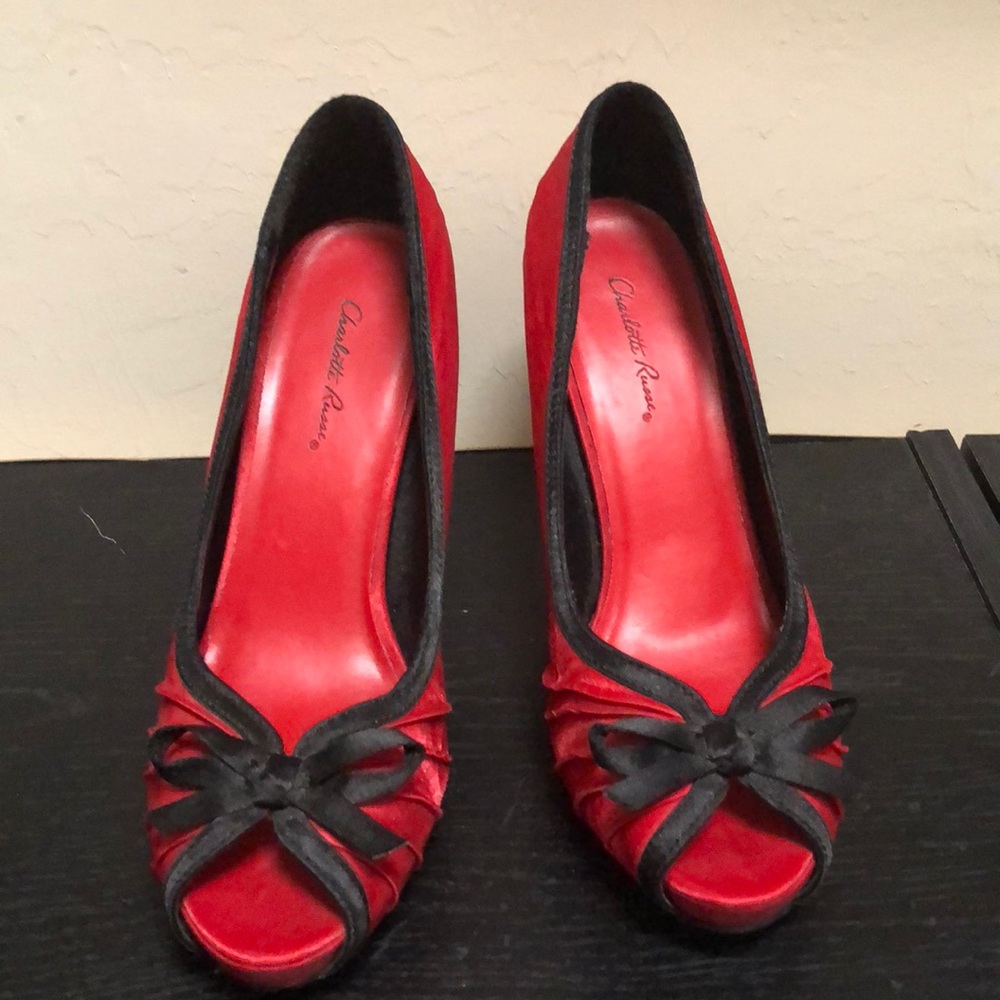 Red Satin Charlotte Russe Pumps